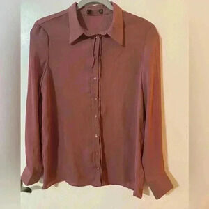 Ladies Mauve Long-Sleeve Button-Down Shirt – Size 4